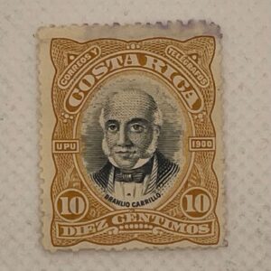 Costa Rica 10 Céntimos Stamp – Braulio Carrillo Portrait – UPU 1900 – Bicolour – Mint