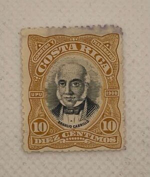 Costa Rica 10 Céntimos Stamp – Braulio Carrillo Portrait – UPU 1900 – Bicolour – Mint