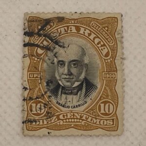 Costa Rica 10 Céntimos Stamp – Braulio Carrillo Portrait – UPU 1900 – Bicolour – Used