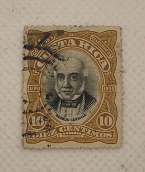 Costa Rica 10 Céntimos Stamp – Braulio Carrillo Portrait – UPU 1900 – Bicolour – Used