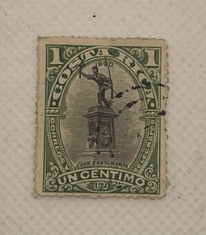 Costa Rica 1 Céntimo Stamp – Juan Santamaría Monument – UPU 1900 – Used