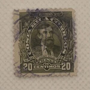 Costa Rica 20 Céntimos Stamp – Julián Volio Portrait – UPU 1909 – Used