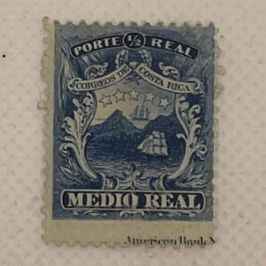 Costa Rica ½ Real – Medio Real – Correos de Costa Rica – Coat of Arms Ship – American Bank Note Co. – Mint