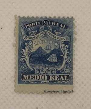 Costa Rica ½ Real – Medio Real – Correos de Costa Rica – Coat of Arms Ship – American Bank Note Co. – Mint