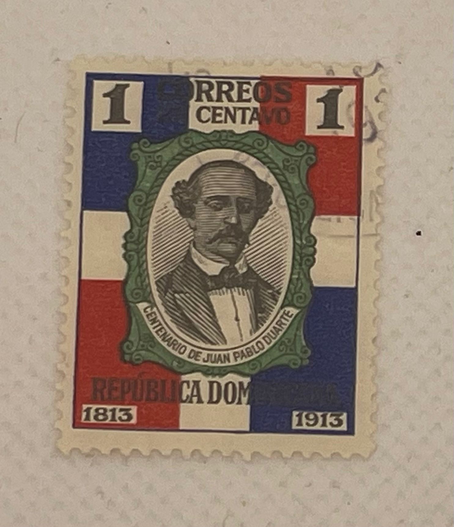 Dominican Republic 1 Centavo Stamp – Juan Pablo Duarte Centenary 1813–1913 – Mint