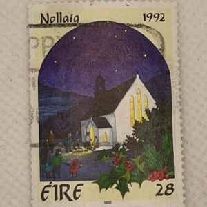 Ireland (Éire) 28p Christmas Stamp – Nollaig 1992 – Church at Night – Used