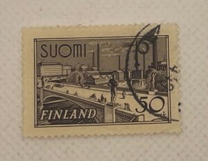 Finland (Suomi) 50mk Stamp – Helsinki Pitkäsilta Bridge and Cityscape – Used