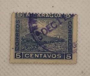 Nicaragua 5 Centavos Stamp – Volcano Momotombo Landscape – Correos – Used