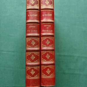 Alphonse Daudet Contes du Lundi Lettres de Mon Moulin red leather spines gold tooling