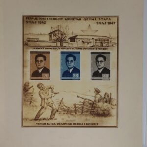 Albania 1947 souvenir sheet Qemal Stafa 5th anniversary imperforate MNH
