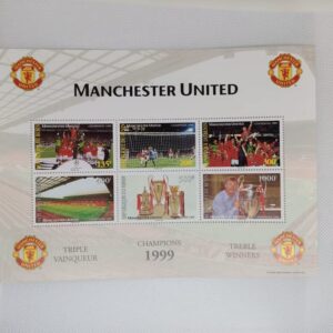 Front of Benin 1999 Manchester United Treble Winners stamp sheet