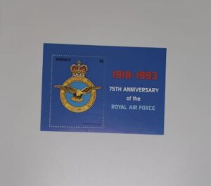 Front of Dominica RAF 75th anniversary souvenir sheet