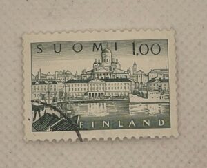 Finland (Suomi) 1,00mk Stamp – Helsinki Harbour & Cathedral (Definitives) – Used