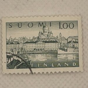 Finland (Suomi) 1,00mk Stamp – Helsinki Harbour & Cathedral (Definitives) – Used