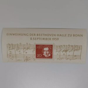 Germany 1959 souvenir sheet Beethoven-Halle Bonn inauguration 20pf Deutsche Bundespost MNH