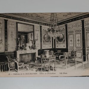 Chateau de la Malmaison – Salon de Josephine, No.68, ND Phot., c.1900 – Empire-style drawing room with chandelier