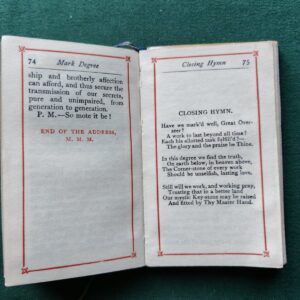 Mark Master Mason ritual book - blue cloth cover with owner inscription B.R. Barrow