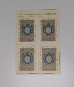 Front of Poland 1960 centenary stamp block MNH