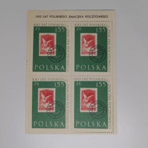 Front of Poland 1960 centenary stamp block used CTO