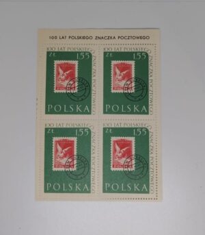 Front of Poland 1960 centenary stamp block used CTO
