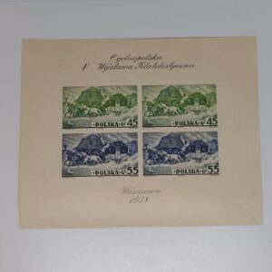 Front of Poland 1938 philatelic souvenir sheet