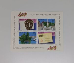 Front of Switzerland 1990 Helvetia Genève souvenir sheet