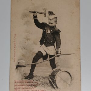 Viala – Child Drummer Boy cutting bridge rope, Bergeret et Cie Nancy patriotic postcard, c.1900