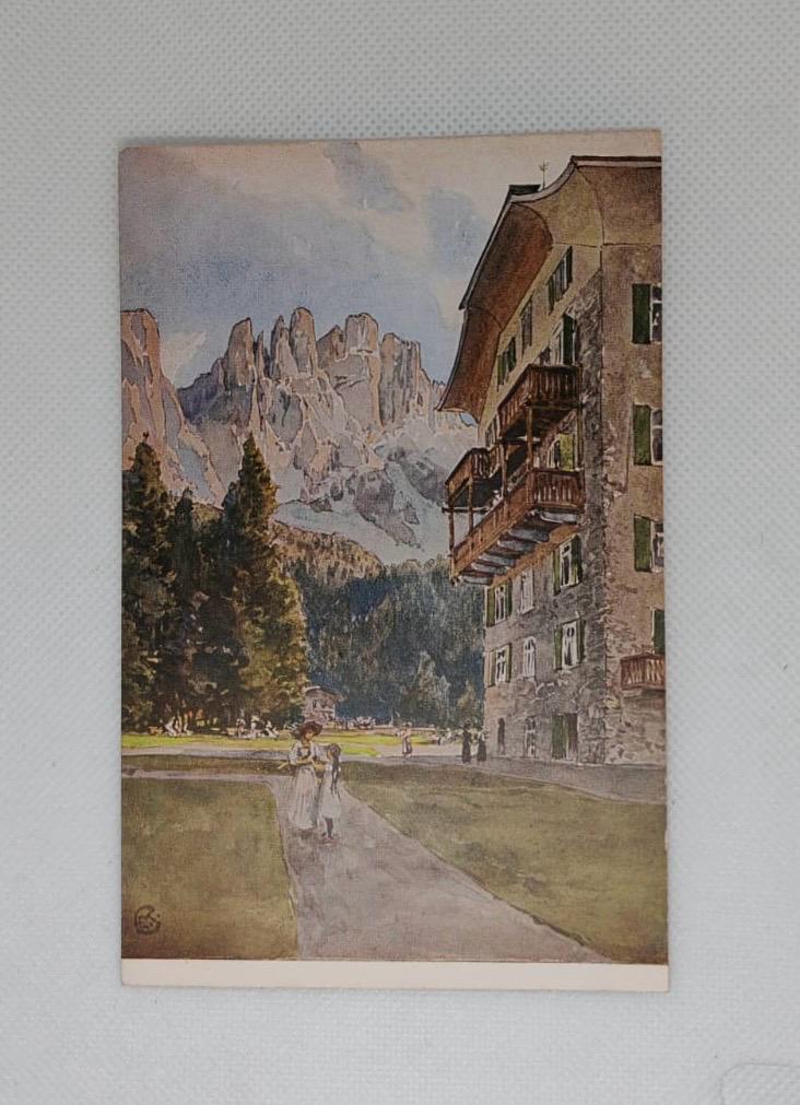 Italy South Tyrol Karersee Hotel Latemar Vintage Postcard